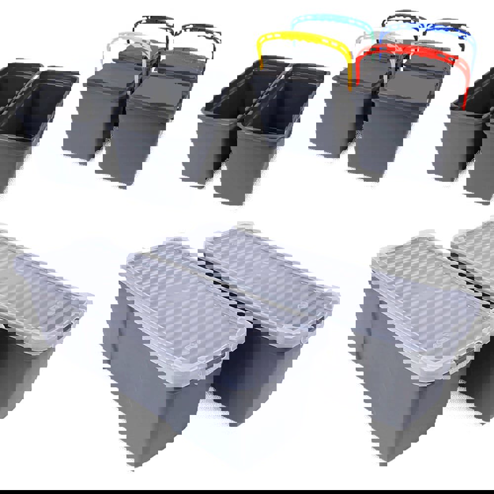 Janitor Carts & Caddies; Material: Plastic ; Cart Material: Plastic ; Color: Gray ; Additional Information: Comes With (4)5.5 Qt; (2)9 Qt; (2)18 Qt Buckets With Lids ; For Use With: 96930 ; Width (Inch): 11